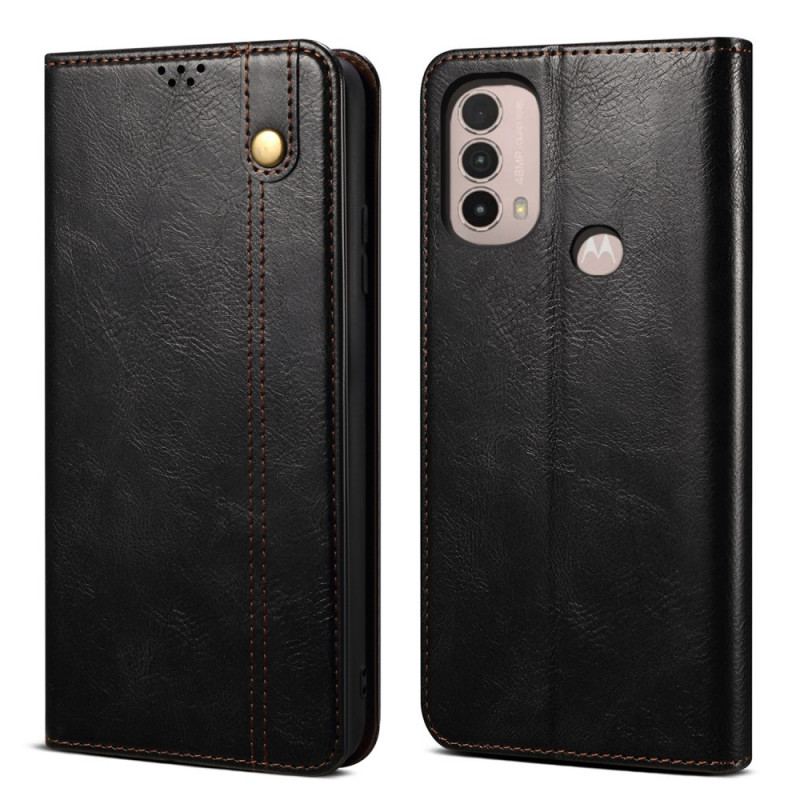 Capa De Celular Para Moto E40 / E30 / E20 Flip Couro Sintético Encerado