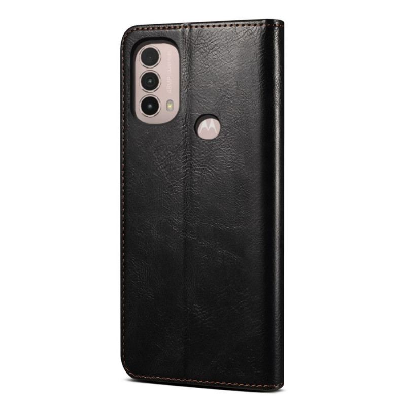 Capa De Celular Para Moto E40 / E30 / E20 Flip Couro Sintético Encerado