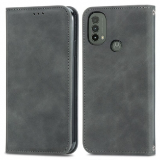 Capa De Celular Para Moto E40 / E30 / E20 Flip Design De Toque De Pele