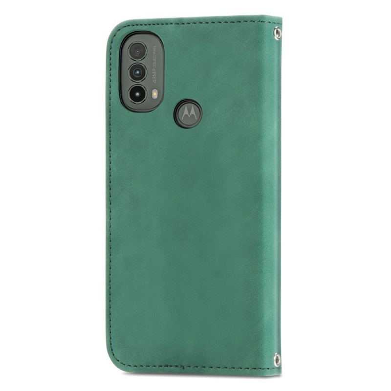 Capa De Celular Para Moto E40 / E30 / E20 Flip Design De Toque De Pele