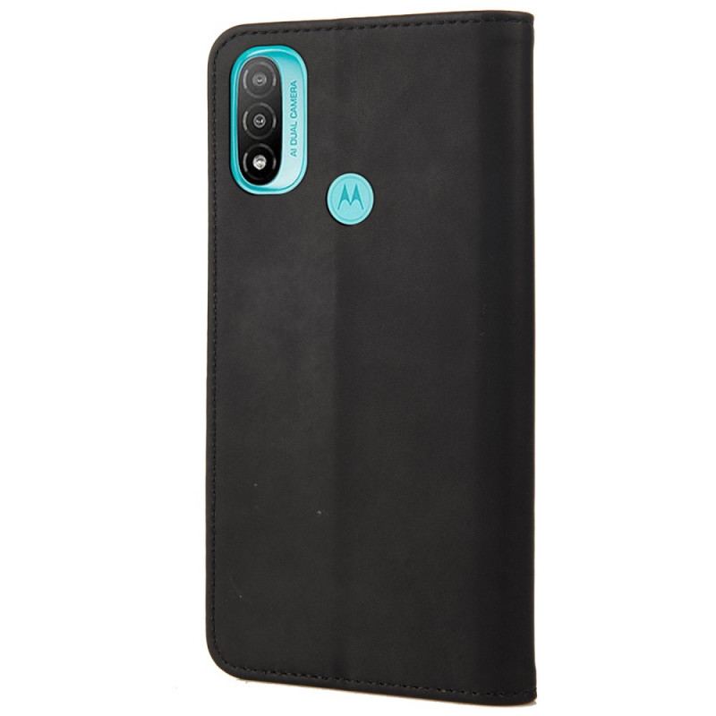 Capa De Celular Para Moto E40 / E30 / E20 Flip Efeito Couro Empresarial Em Dois Tons