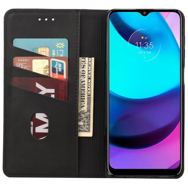 Capa De Celular Para Moto E40 / E30 / E20 Flip Efeito Couro Empresarial Em Dois Tons