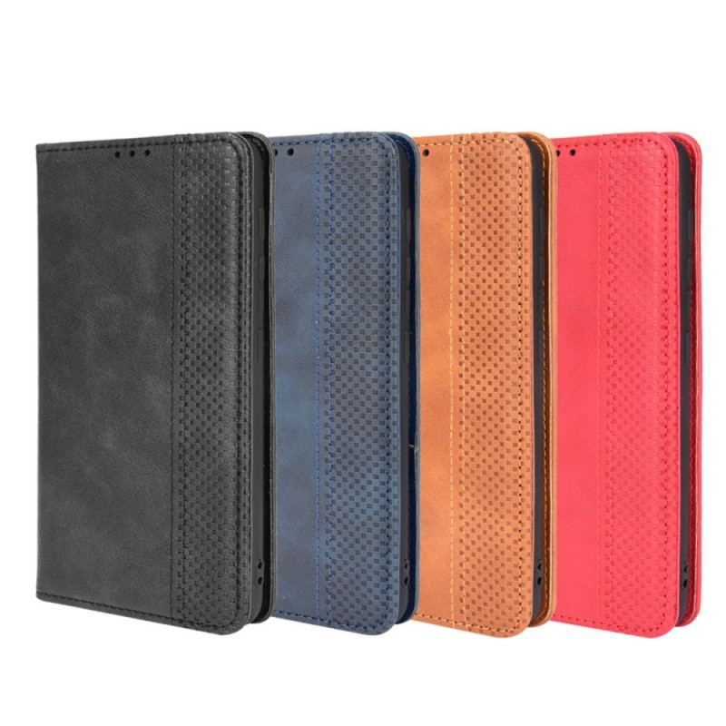 Capa De Celular Para Moto E40 / E30 / E20 Flip Efeito Couro Vintage Estilizado