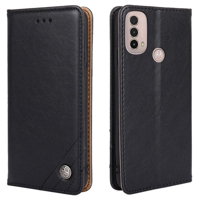 Capa De Celular Para Moto E40 / E30 / E20 Flip Estilo Rebite De Couro