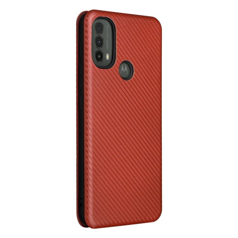 Capa De Celular Para Moto E40 / E30 / E20 Flip Fibra De Carbono