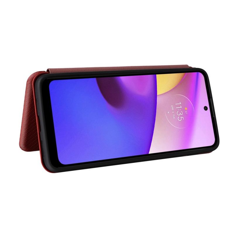 Capa De Celular Para Moto E40 / E30 / E20 Flip Fibra De Carbono