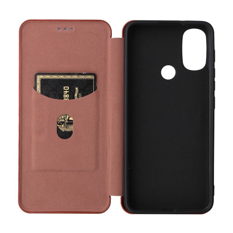 Capa De Celular Para Moto E40 / E30 / E20 Flip Fibra De Carbono