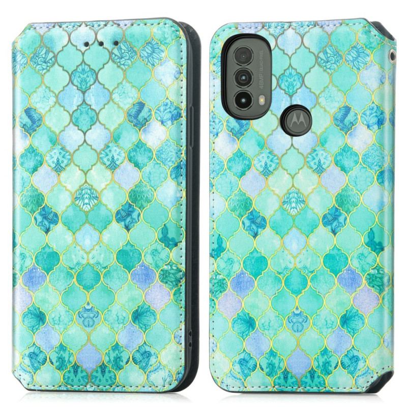 Capa De Celular Para Moto E40 / E30 / E20 Flip Rfid Artístico