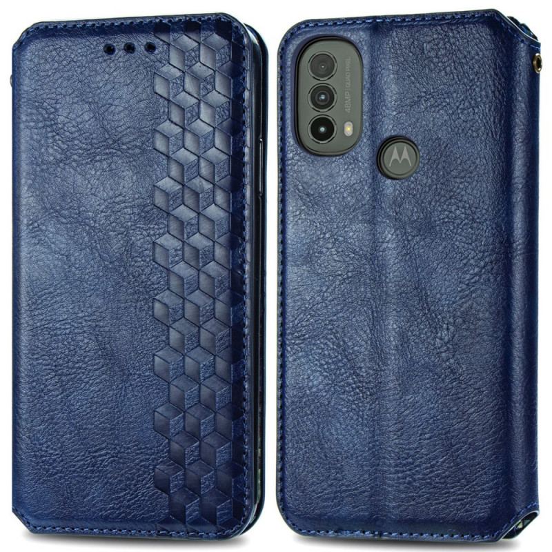 Capa De Celular Para Moto E40 / E30 / E20 Flip Textura Diamante Efeito Couro