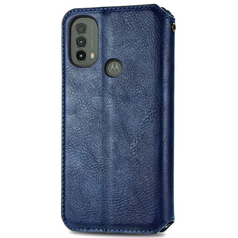 Capa De Celular Para Moto E40 / E30 / E20 Flip Textura Diamante Efeito Couro