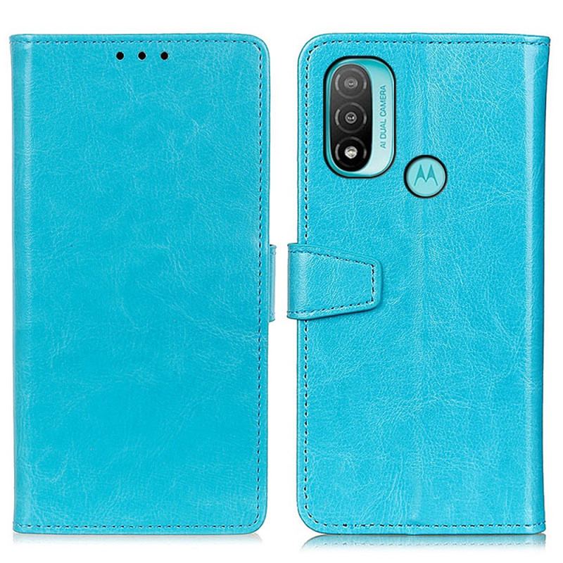 Capa De Couro Para Moto E40 / E30 / E20 Efeito Couro Brilhante Simples