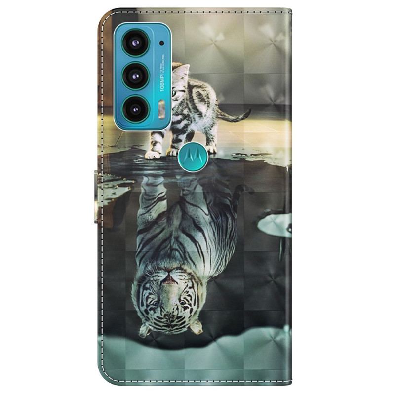 Capa De Couro Para Moto E40 / E30 / E20 Ernesto O Tigre