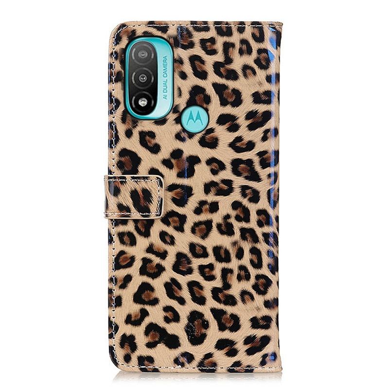 Capa De Couro Para Moto E40 / E30 / E20 Leopardo Simples