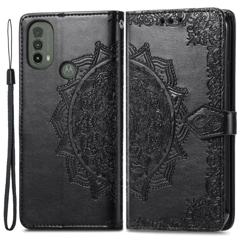 Capa De Couro Para Moto E40 / E30 / E20 Mandala Idade Média