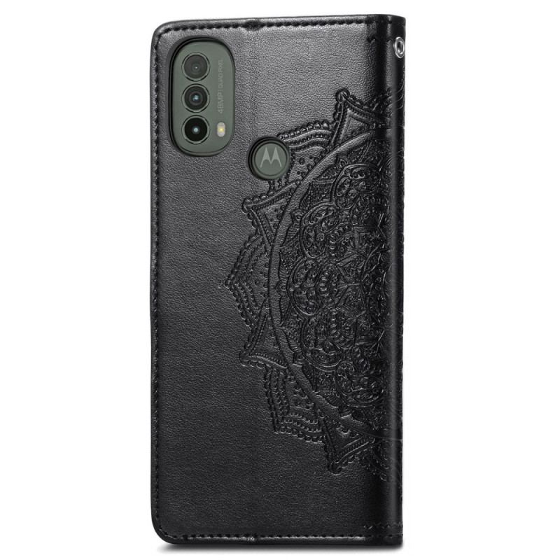 Capa De Couro Para Moto E40 / E30 / E20 Mandala Idade Média