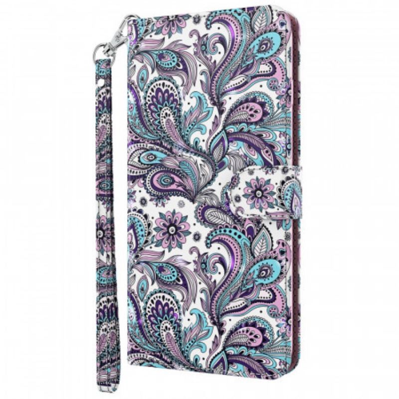 Capa Em Pele Para Moto E40 / E30 / E20 Paisley