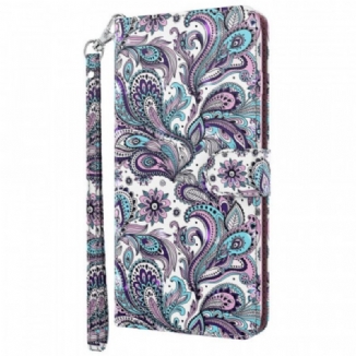 Capa Em Pele Para Moto E40 / E30 / E20 Paisley