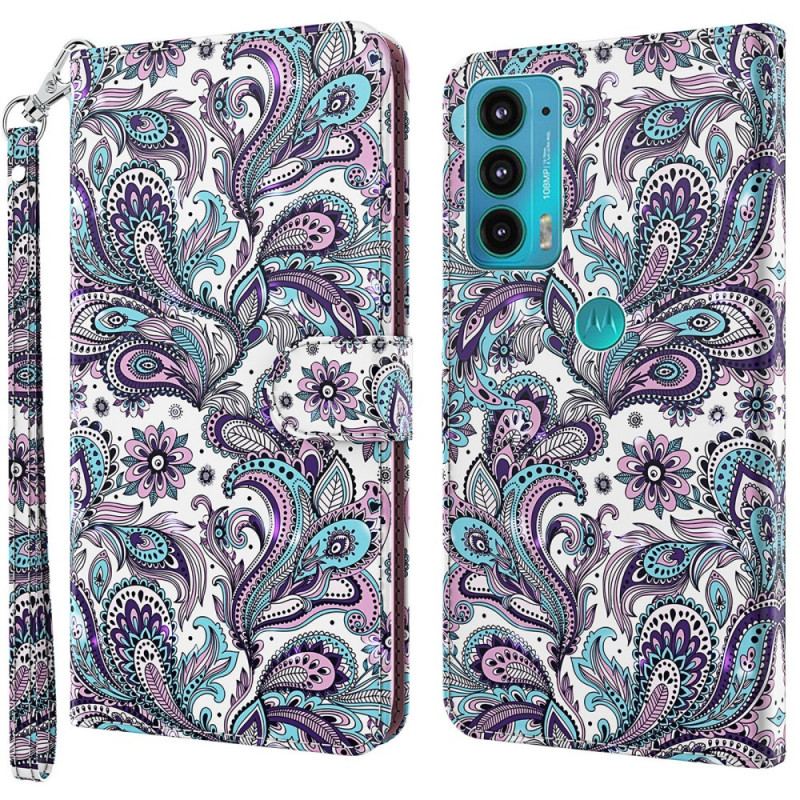 Capa Em Pele Para Moto E40 / E30 / E20 Paisley