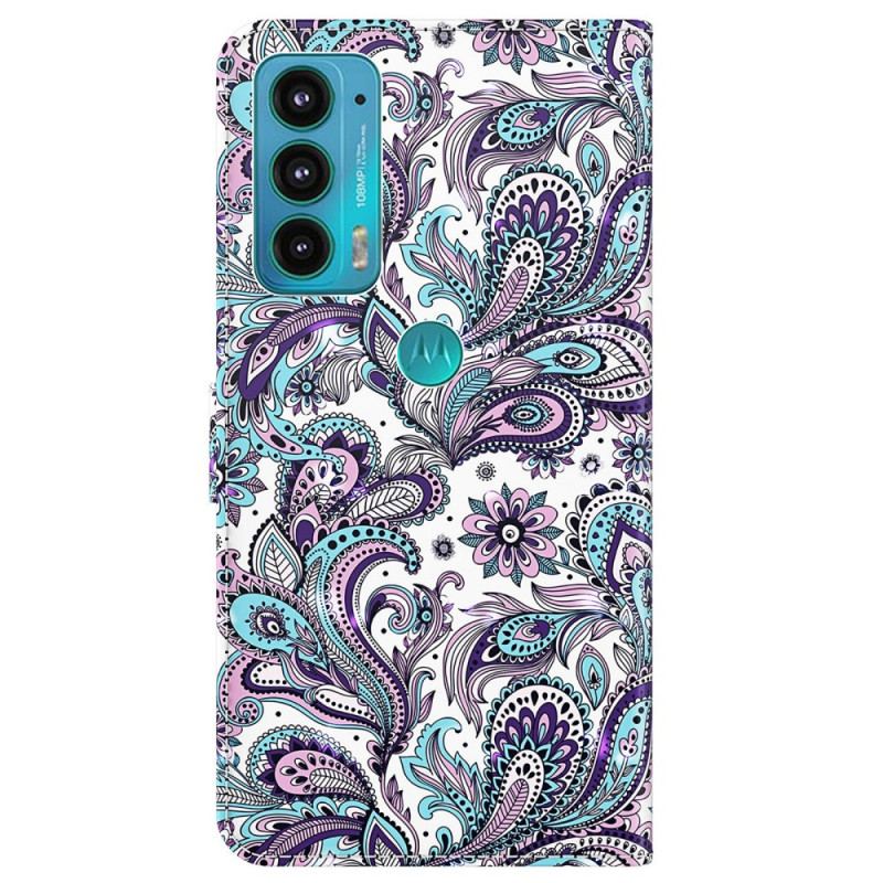 Capa Em Pele Para Moto E40 / E30 / E20 Paisley