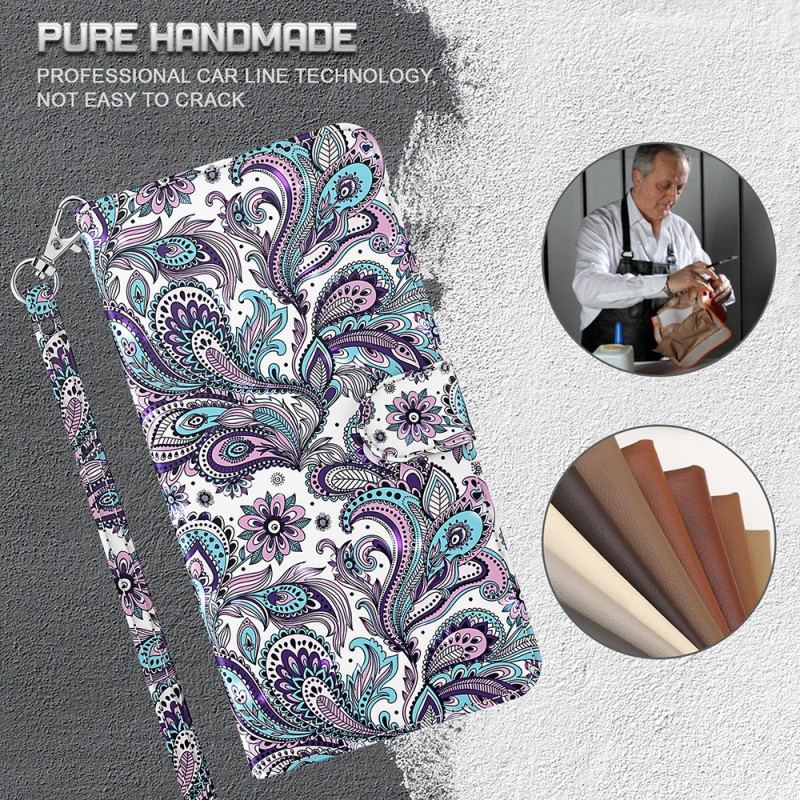 Capa Em Pele Para Moto E40 / E30 / E20 Paisley