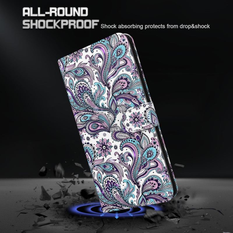 Capa Em Pele Para Moto E40 / E30 / E20 Paisley