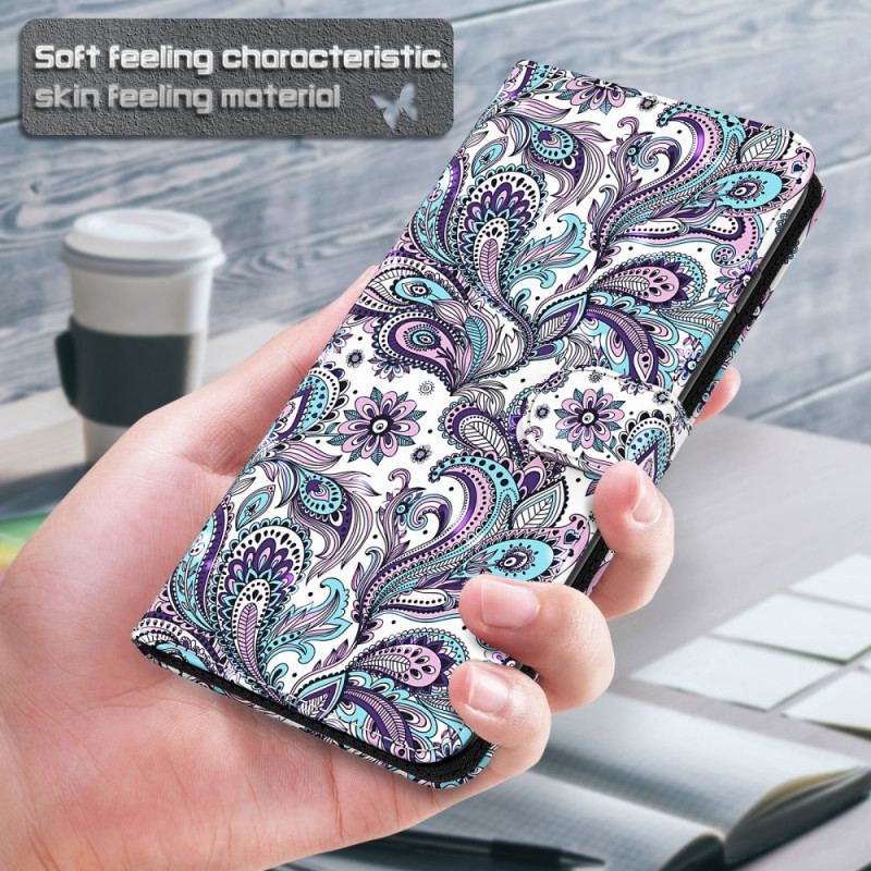 Capa Em Pele Para Moto E40 / E30 / E20 Paisley