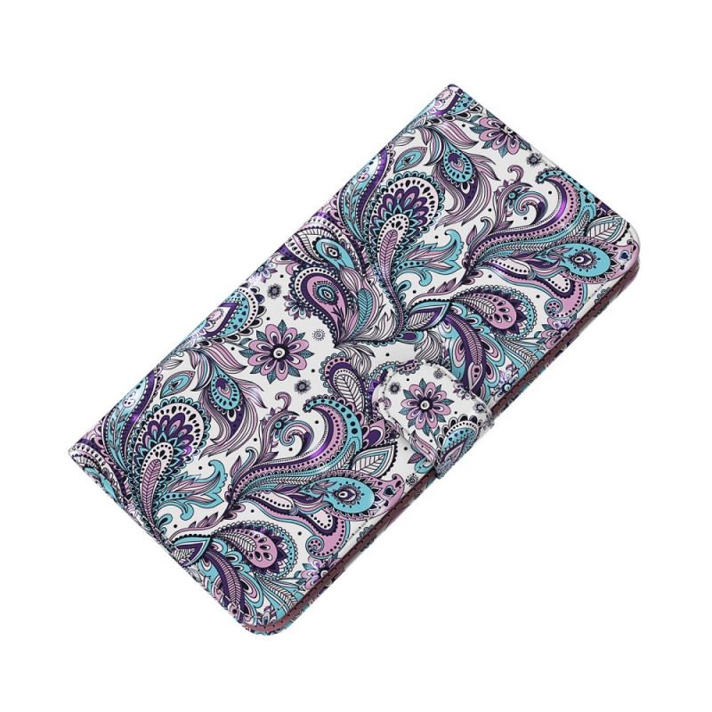 Capa Em Pele Para Moto E40 / E30 / E20 Paisley