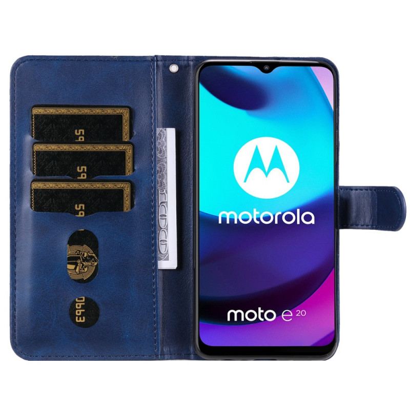 Capa Em Pele Para Moto E40 / E30 / E20 Porta-moedas Vintage