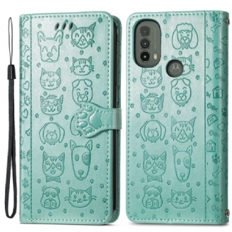 Capa Flip Para Moto E40 / E30 / E20 Animais Animados