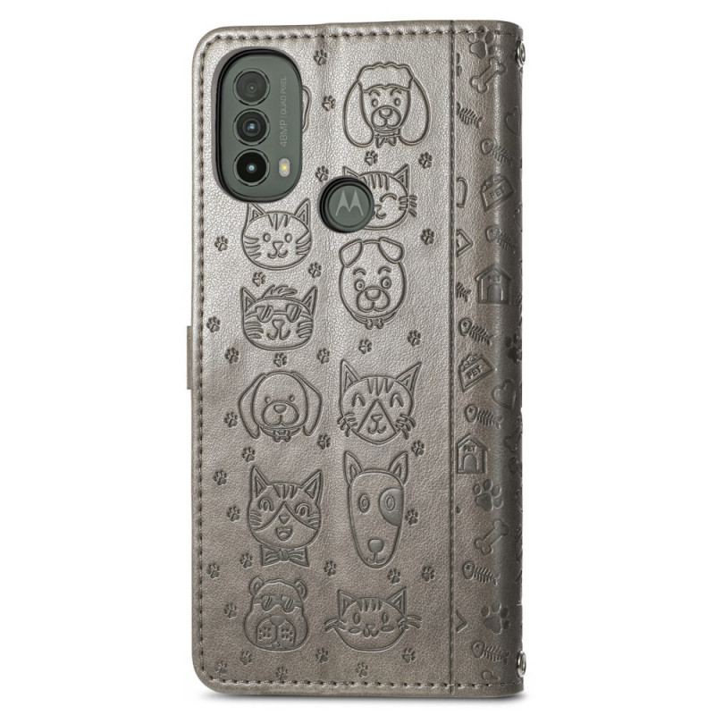 Capa Flip Para Moto E40 / E30 / E20 Animais Animados