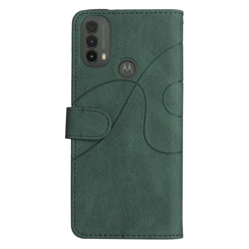 Capa Flip Para Moto E40 / E30 / E20 Couro Sintético De Assinatura De Dois Tons