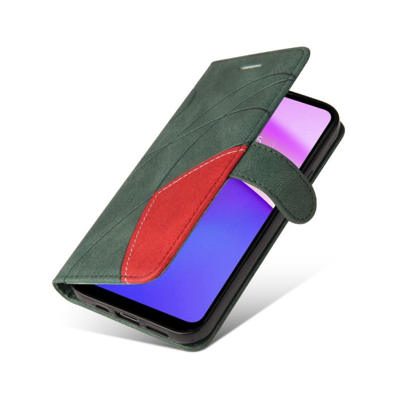 Capa Flip Para Moto E40 / E30 / E20 Couro Sintético De Assinatura De Dois Tons