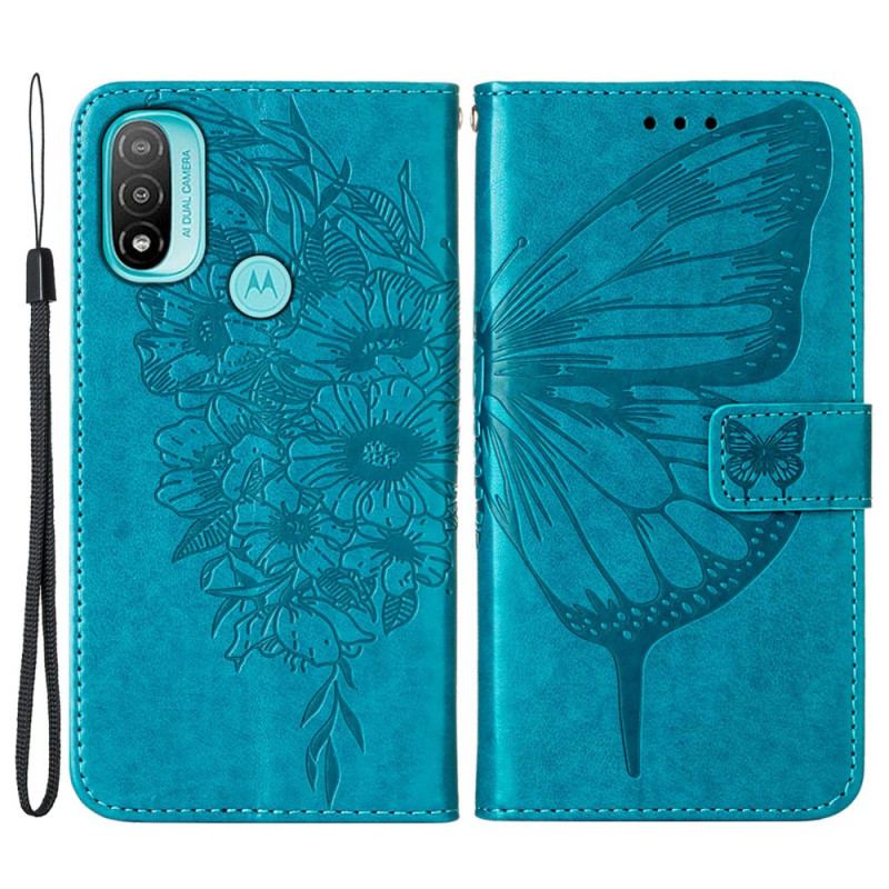 Capa Flip Para Moto E40 / E30 / E20 Desenho De Borboleta