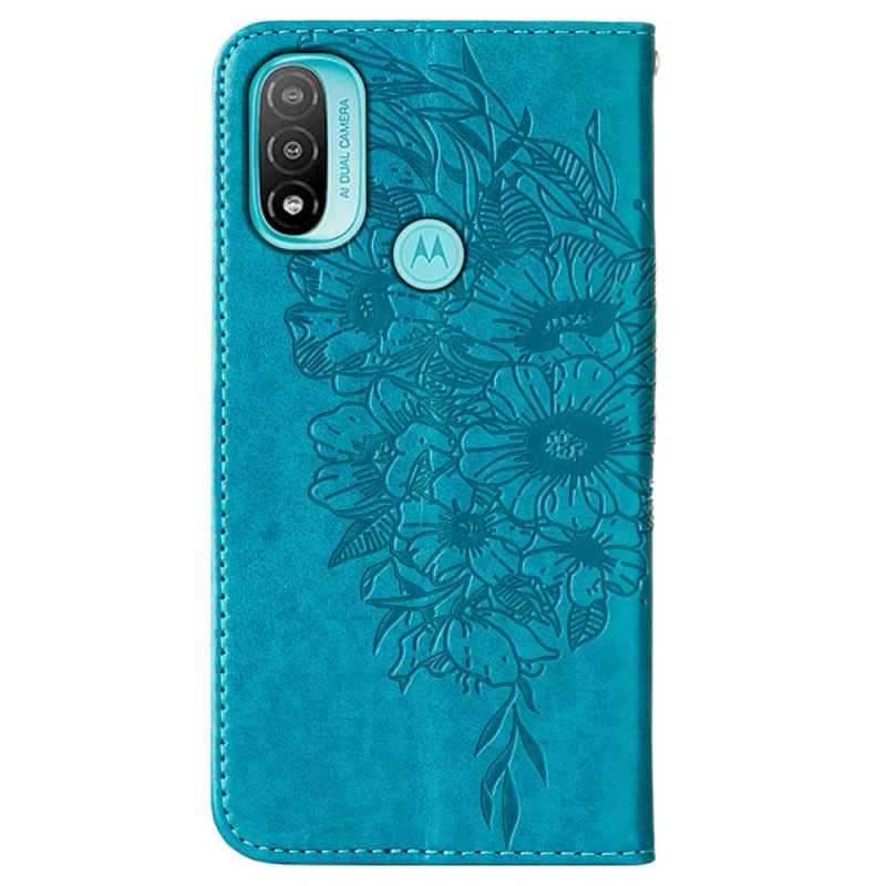 Capa Flip Para Moto E40 / E30 / E20 Desenho De Borboleta