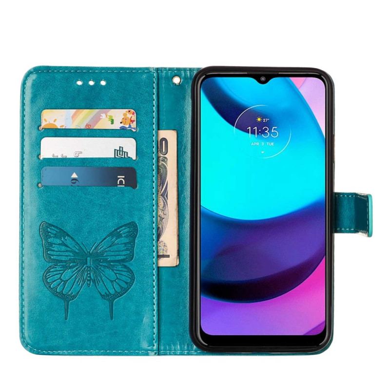 Capa Flip Para Moto E40 / E30 / E20 Desenho De Borboleta