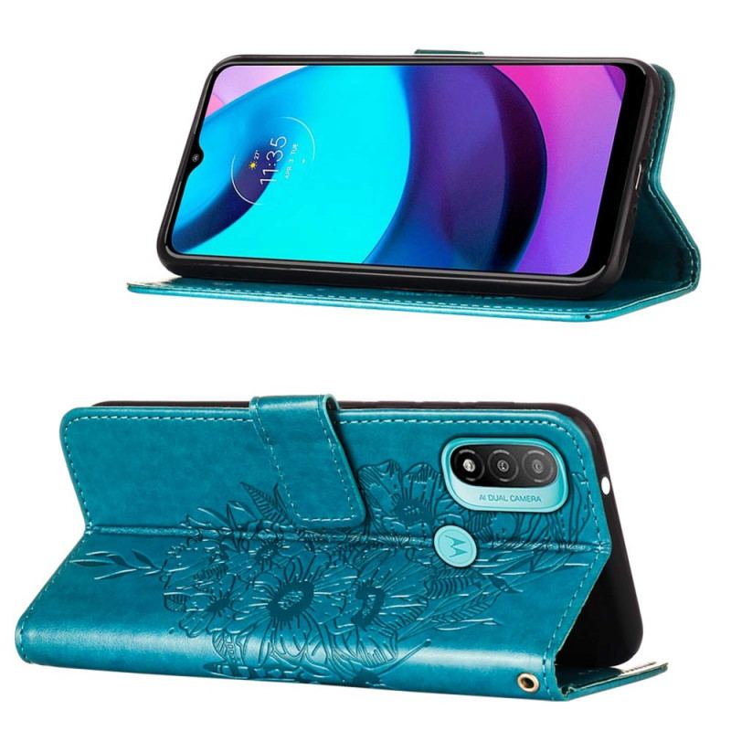 Capa Flip Para Moto E40 / E30 / E20 Desenho De Borboleta