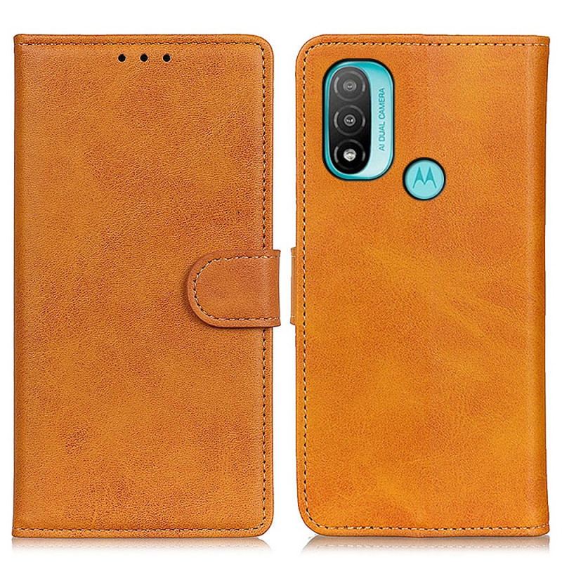 Capa Flip Para Moto E40 / E30 / E20 Efeito De Couro Fosco Retrô