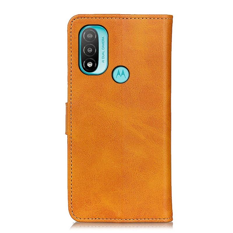 Capa Flip Para Moto E40 / E30 / E20 Efeito De Couro Fosco Retrô