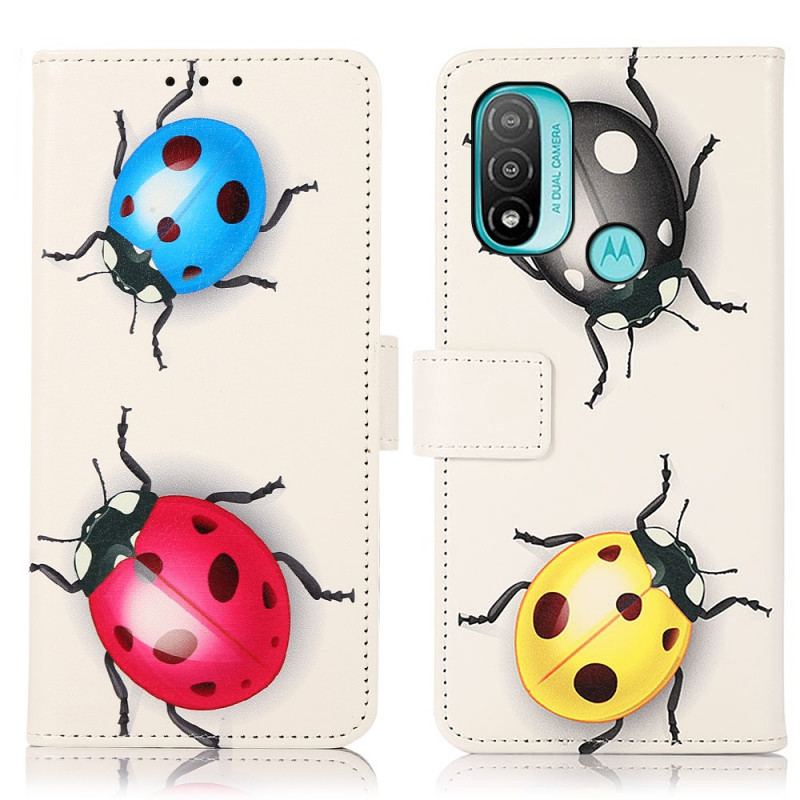 Capa Flip Para Moto E40 / E30 / E20 Joaninhas