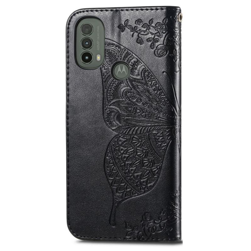 Capa Flip Para Moto E40 / E30 / E20 Meia Borboleta