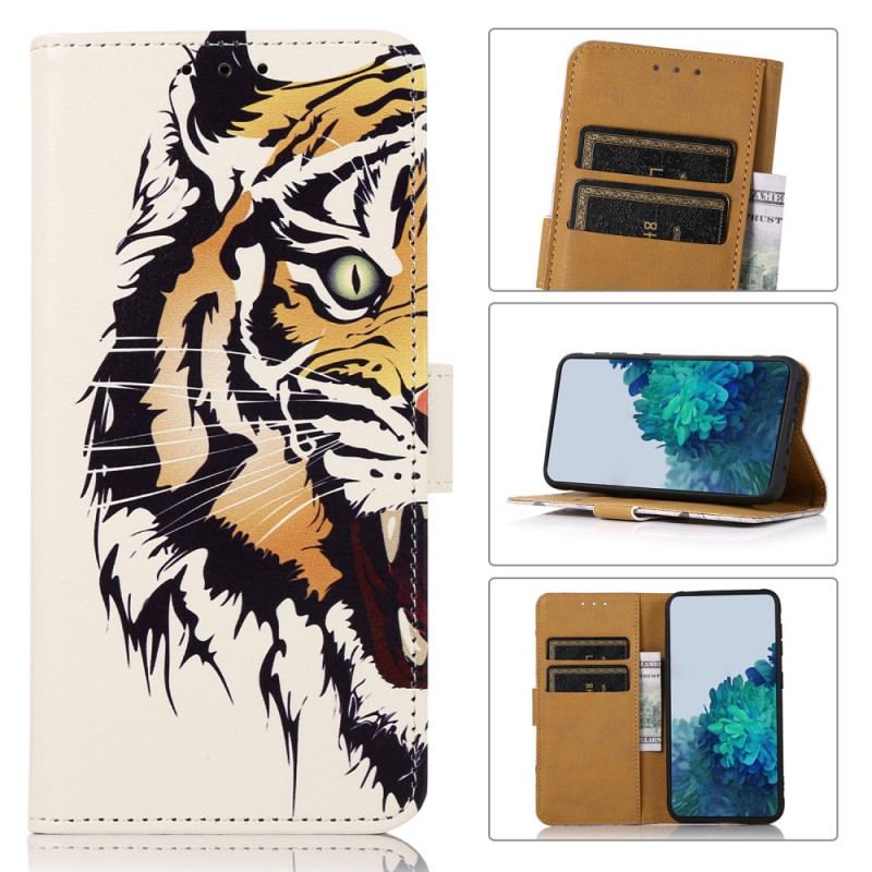 Capa Flip Para Moto E40 / E30 / E20 Tigre Feroz