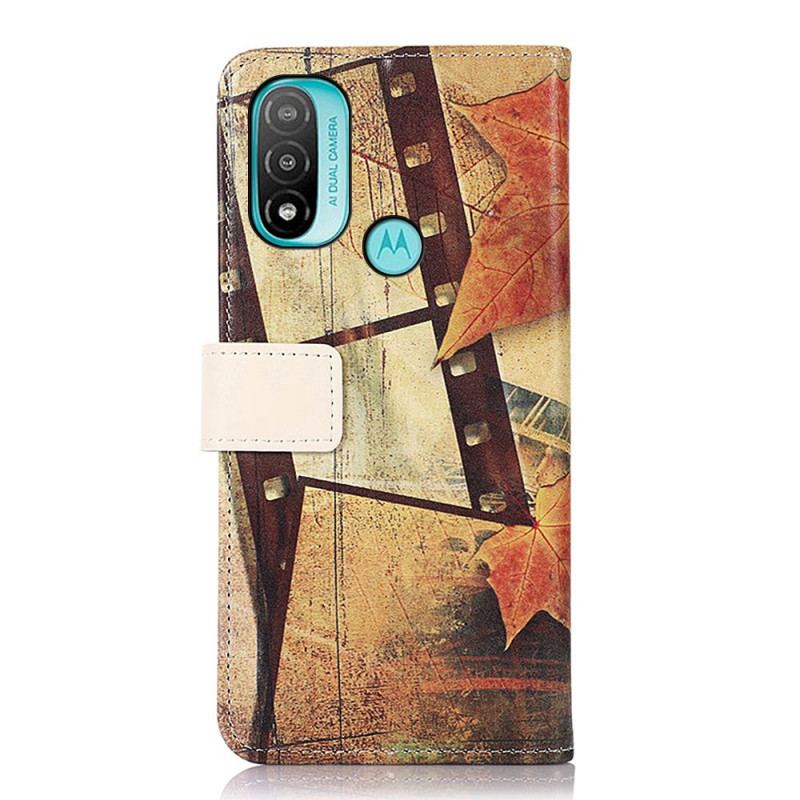 Capa Flip Para Moto E40 / E30 / E20 Torre Eiffel No Outono