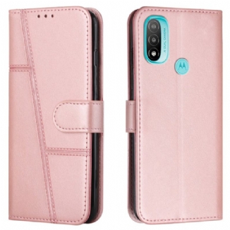 Capa Folio Para Moto E40 / E30 / E20 De Cordão Strappy Geo Leather Effect