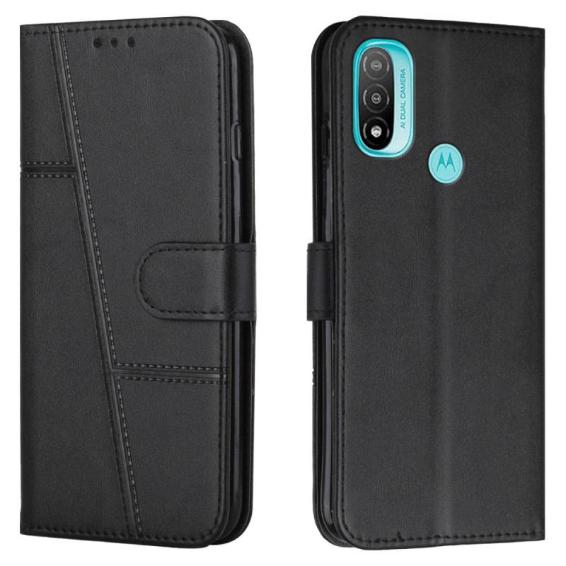 Capa Folio Para Moto E40 / E30 / E20 De Cordão Strappy Geo Leather Effect