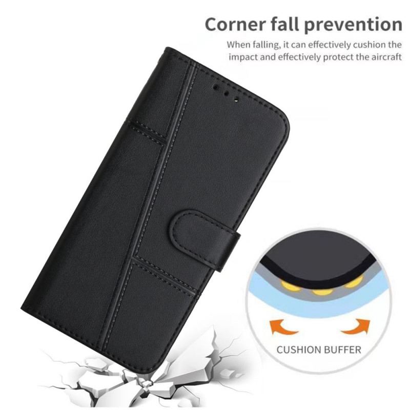 Capa Folio Para Moto E40 / E30 / E20 De Cordão Strappy Geo Leather Effect