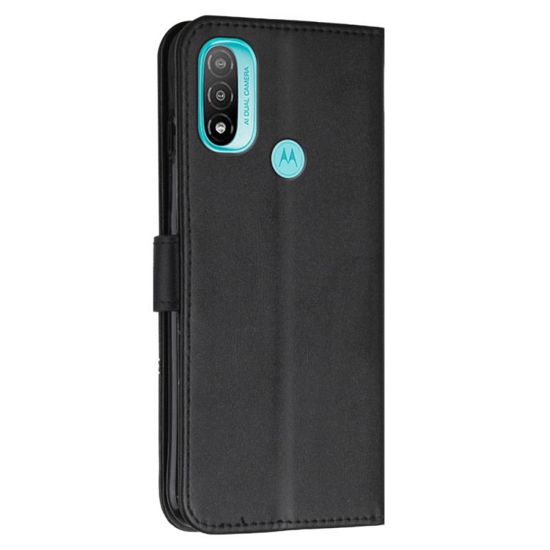 Capa Folio Para Moto E40 / E30 / E20 De Cordão Strappy Geo Leather Effect