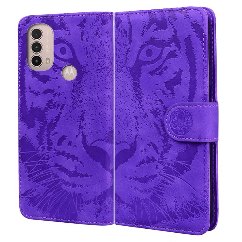 Capa Folio Para Moto E40 / E30 / E20 Estampa Cara De Tigre