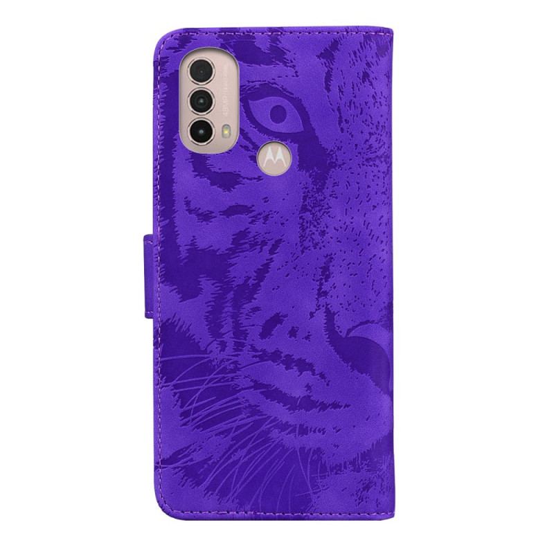 Capa Folio Para Moto E40 / E30 / E20 Estampa Cara De Tigre