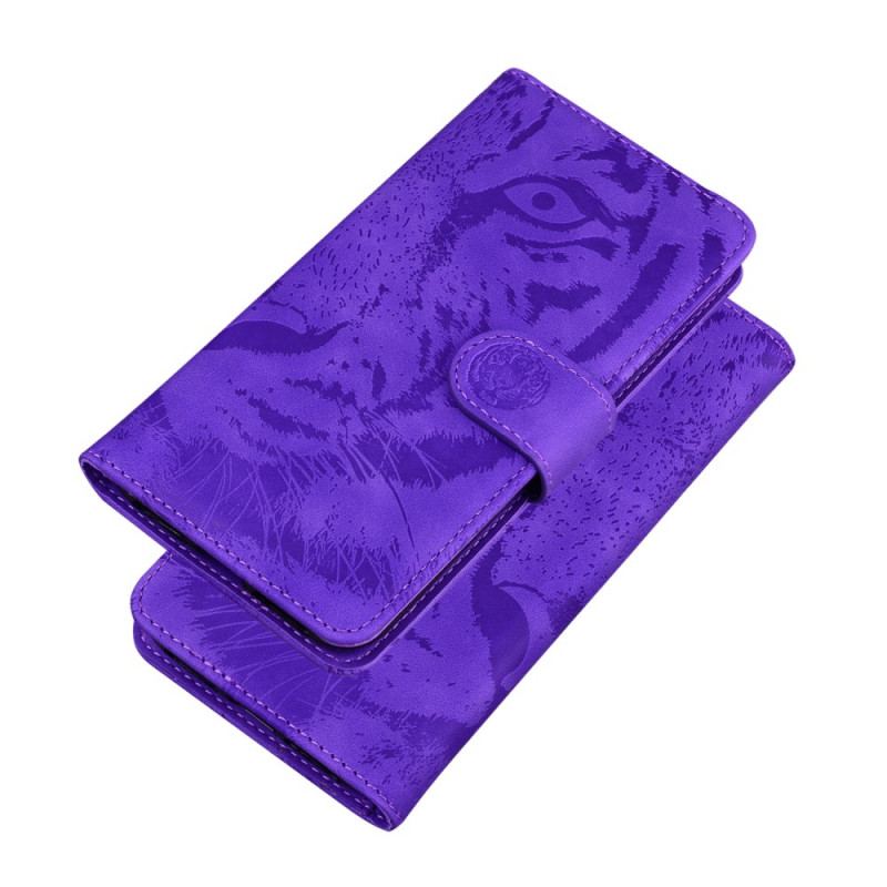 Capa Folio Para Moto E40 / E30 / E20 Estampa Cara De Tigre