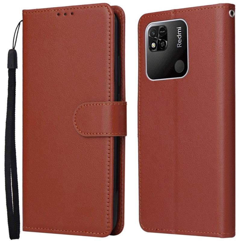 Capa De Couro Para Xiaomi Redmi 10A De Cordão Clássico Strappy